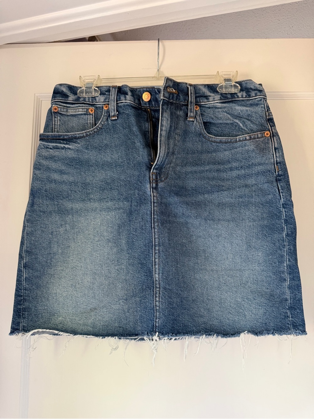 J. Crew Blue Denim Mini Skirt with Raw Hem
